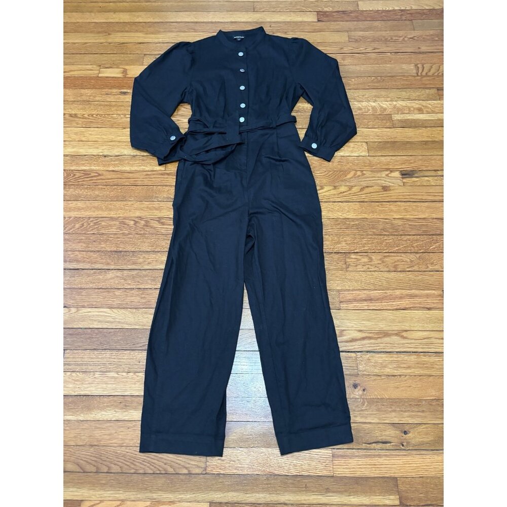 Whistles Women’s Size 12 Andrea Jumpsuit Long Sleeve Mock Neck In Black NWT $339